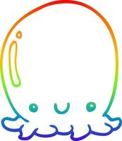 rainbow gradient line drawing cute cartoon octopus vector