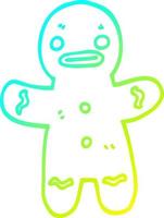 cold gradient line drawing cartoon gingerbread man vector