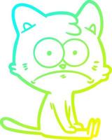 cold gradient line drawing cartoon nervous cat vector