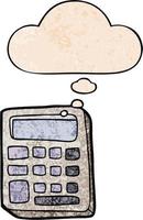 cartoon calculator and thought bubble in grunge texture pattern style vector