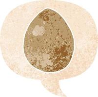 cartoon egg and speech bubble in retro textured style vector