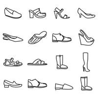 conjunto de iconos zapatos modelo editable vector