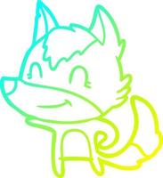 cold gradient line drawing friendly cartoon wolf vector