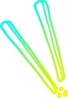 cold gradient line drawing cartoon wooden chopsticks vector