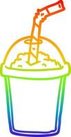 rainbow gradient line drawing iced smoothie vector