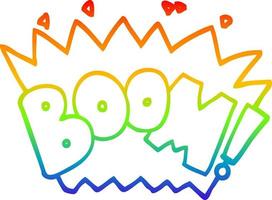 rainbow gradient line drawing cartoon word boom vector