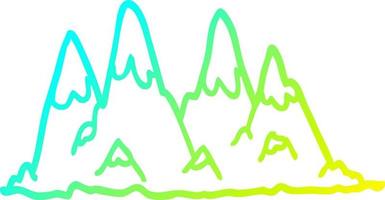 cold gradient line drawing cartoon mountain range vector