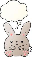 cartoon rabbit and thought bubble in smooth gradient style vector