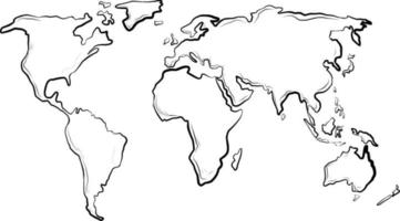 World map of continents on white background vector