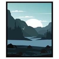 ilustración de río y paisaje vector