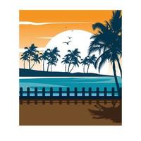 beach, palm, palm tree, island, paradise, land, resort, background, poster, natural, nature, sunset, sun, sunrise, outdoor, vacation vector