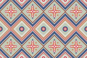Aztec Ethnic fabric pattern texture design. blue pink fashion textile tile floor, carpet, pillow case. Tribal seamless mosaic. vector