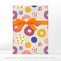 Pastel de donut abstracto de colores vectoriales con topping o glaseado sin costuras para embalaje o papel de regalo. vector