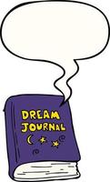 cartoon dream journal and speech bubble vector