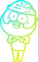 cold gradient line drawing cartoon bearded man vector
