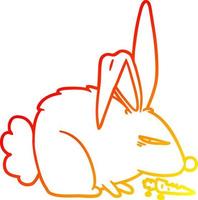 warm gradient line drawing cartoon annoyed rabbit vector