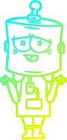 cold gradient line drawing cartoon robot vector