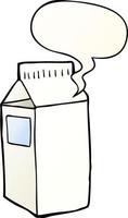 cartoon milk carton and speech bubble in smooth gradient style vector