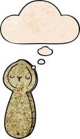 cartoon spoon and thought bubble in grunge texture pattern style vector