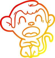 warm gradient line drawing yawning cartoon monkey vector