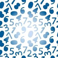 Seamless pattern of gradient numbers, hand-drawn elements in cartoon style. Bright Arabic numerals. School. Knowledge. Math. Children. Learning. Cute numbers on a white background vector