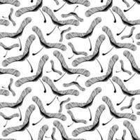 Seamless maple seed pattern in sketch style. Silhouettes on white background. Leaves in the shape of helicopter blades. Autumn. Monochrome. Mystical skeletons of leaves vector
