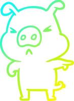 cold gradient line drawing angry pig pointing vector