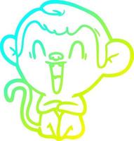 cold gradient line drawing cartoon laughing monkey vector