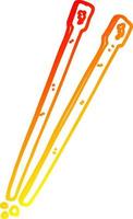 warm gradient line drawing cartoon chop sticks vector