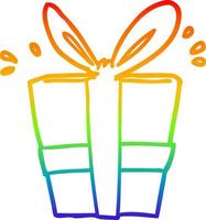 rainbow gradient line drawing wrapped gift vector