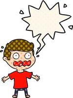 cartoon man totally stressed out and speech bubble in comic book style vector