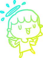 cold gradient line drawing cute angel vector