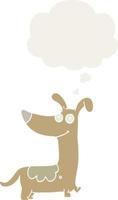 cartoon dog and thought bubble in retro style vector