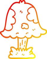 warm gradient line drawing cartoon mushroom vector