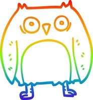 rainbow gradient line drawing funny cartoon owl vector