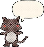 cartoon cat and speech bubble in comic book style vector