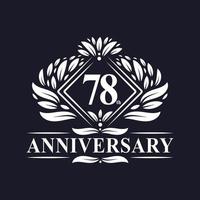 Logotipo del aniversario de 78 años, logotipo floral de lujo del 78 aniversario. vector