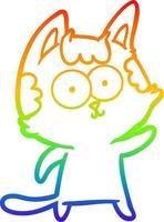 rainbow gradient line drawing happy cartoon cat vector