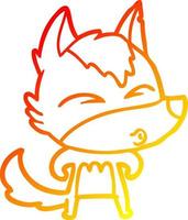 warm gradient line drawing cartoon wolf whistling vector