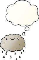 cartoon cloud and thought bubble in smooth gradient style vector