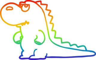 rainbow gradient line drawing cartoon annoyed dinosaur vector