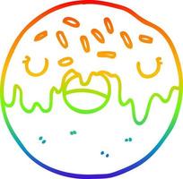 rainbow gradient line drawing cartoon donut vector