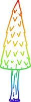 rainbow gradient line drawing cartoon christmas tree vector