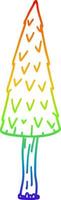 rainbow gradient line drawing cartoon christmas tree vector
