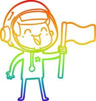 rainbow gradient line drawing happy cartoon astronaut vector