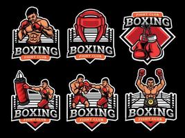 conjunto de logos y emblemas de boxeo vector