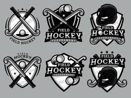 conjunto de logotipos y emblemas de hockey sobre césped vector