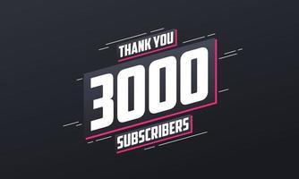 gracias 3000 suscriptores celebración de 3k suscriptores. vector