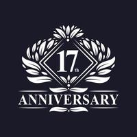 17 years Anniversary Logo, Luxury floral 17th anniversary logo. vector