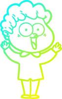 cold gradient line drawing cartoon happy man vector